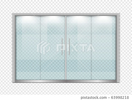 Double sliding glass doors with automatic motion sensor. vector design. 63998218