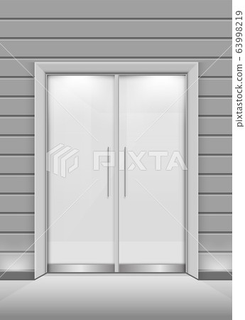 Double sliding glass doors with automatic motion sensor. vector design. 63998219