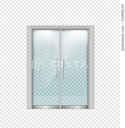 Double sliding glass doors with automatic motion sensor. vector design. 63998220