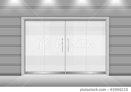 Double Sliding Glass Doors With Automatic Stock Ilration 63998228 Pixta Double Sliding Glass Doors With, Sensor Sliding Glass Door