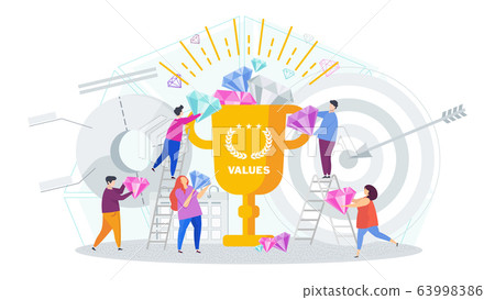 Business values concept. Company values shared by staff. Business values concept. Company values shared by staff. 63998386