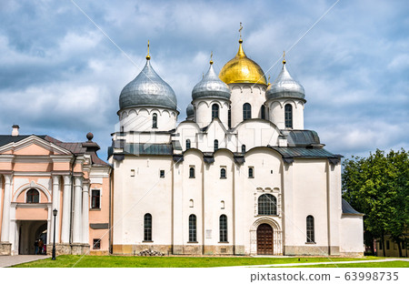 Holy Sophia Cathedral in Kremlin of Great Novgorod, Russia 63998735