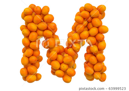 Letter M from oranges, 3D rendering 63999523
