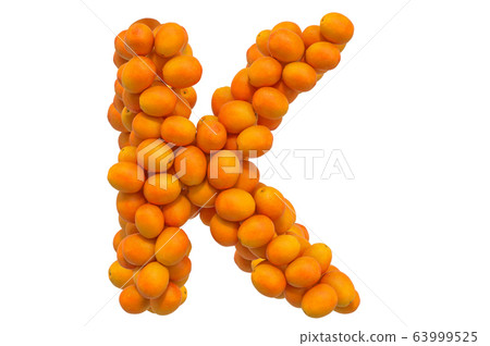Letter K from oranges, 3D rendering 63999525