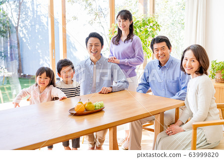 Three generations family, living, home 63999820