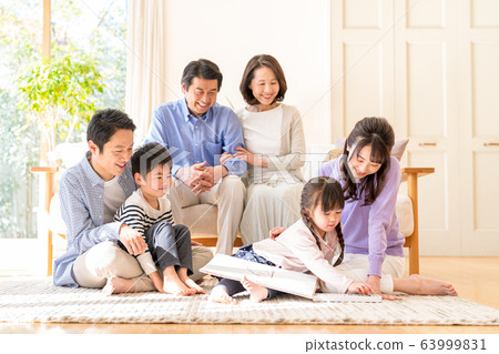 Three generations family, living, home 63999831