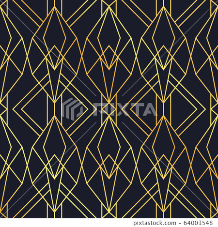 Luxury art deco gold black seamless pattern - Stock Illustration ...