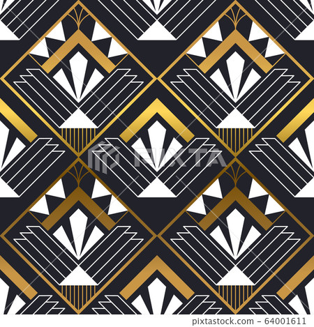 Abstract art deco gold black seamless pattern - Stock Illustration ...
