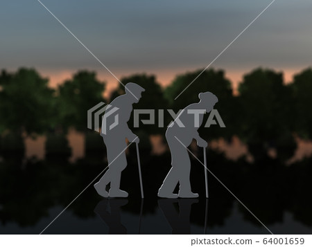 CG illustration, three-dimensional, silhouette, gender, elderly, elderly, elderly, retired, retired, lifestyle CG illustration, three-dimensional, silhouette, gender, elderly, elderly, elderly, retired, retired, lifestyle 64001659