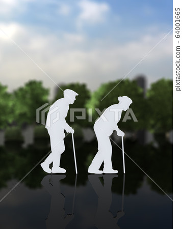 CG插圖，三維，輪廓，性別，老人，老人，老人，退休，退休，生活方式 64001665