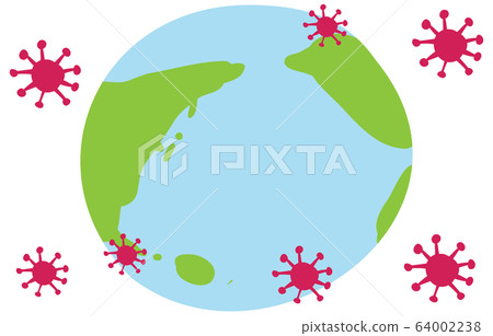 冠狀病毒攻擊地球的圖像插圖 64002238