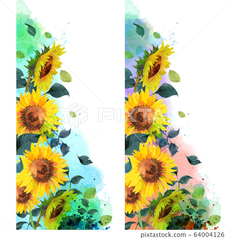 Sunflower watercolor set - Stock Illustration [64004126] - PIXTA