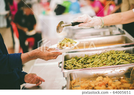 The concept of food shortage, hungry people offer 64005651