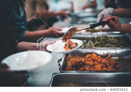 The concept of food shortage, hungry people offer 64005652