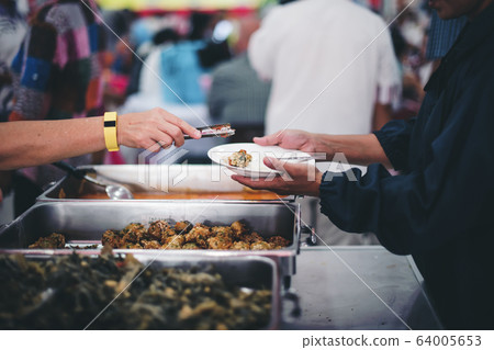 The concept of food shortage, hungry people offer The concept of food shortage, hungry people offer 64005653