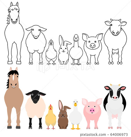 Border set of farm animals whole body Border set of farm animals whole body 64006973