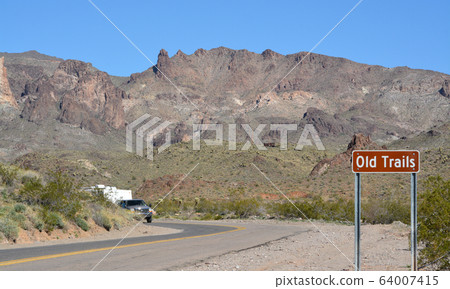 Ghost Town of Old Trails Sign on Route 66 in the Sonoran Desert, Arizona USA Ghost Town of Old Trails Sign on Route 66 in the Sonoran Desert, Arizona USA 64007415