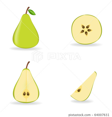 Green fresh pear isolated on white background. - Stock Illustration ...