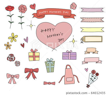 Mother's Day hand drawn illustration set / cute / vector / material 64012435