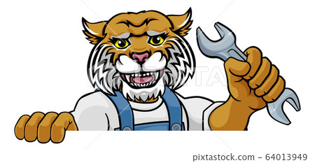 Wildcat Plumber Or Mechanic Holding Spanner Wildcat Plumber Or Mechanic Holding Spanner 64013949