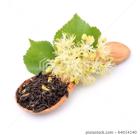 Linden tea on white backgrounds. 64014140