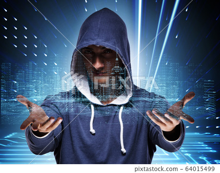 Young hacker in cyber security concept Young hacker in cyber security concept 64015499