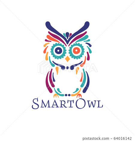 Cute owl colorful, logo design template 64016142