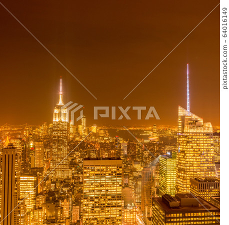 View of New York Manhattan during sunset hours View of New York Manhattan during sunset hours 64016149