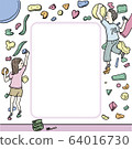 Illustration of bouldering young woman man colorful poster note also for climbing gym 64016730