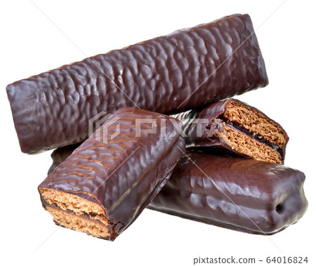 gingerbread bar in chocolate icing isolated 64016824