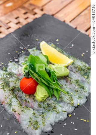 Sea bass sashimi Sea bass sashimi 64018736