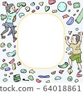 Illustration of a senior bouldering on a poster or note of a bouldering gym 64018861