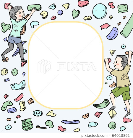 Illustration of a senior bouldering on a poster or note of a bouldering gym Illustration of a senior bouldering on a poster or note of a bouldering gym 64018861