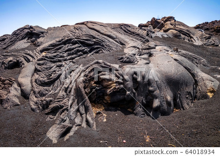Lava flow detail on Pico do Fogo, Cape Verde 64018934