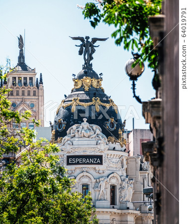 Emblematic buildings in Madrid, with the word 64019791