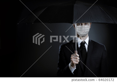 businessman man in medical mask on face businessman man in medical mask on face 64020172