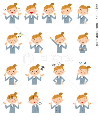 Business woman facial expression set 64022166