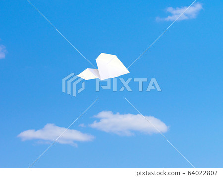 Paper airplane flying in the sky 64022802