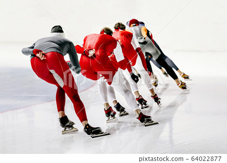 group man athletes skaters warm up 64022877