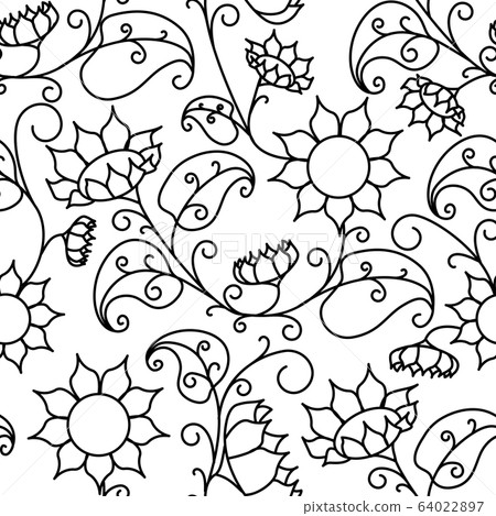 Floral pattern. Sunflower. Seamless pattern on a 64022897