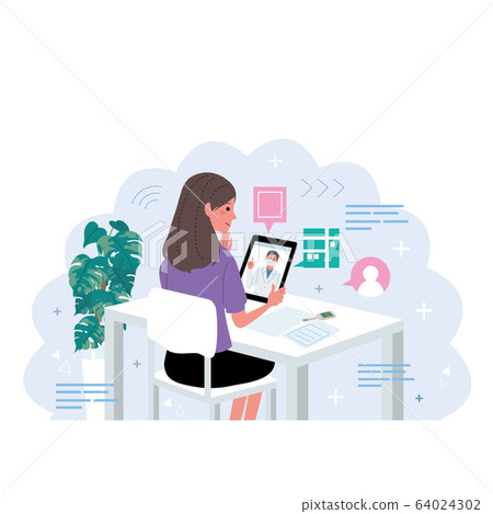 Online medical care doctor patient coronavirus infection prevention illustration Online medical care doctor patient coronavirus infection prevention illustration 64024302