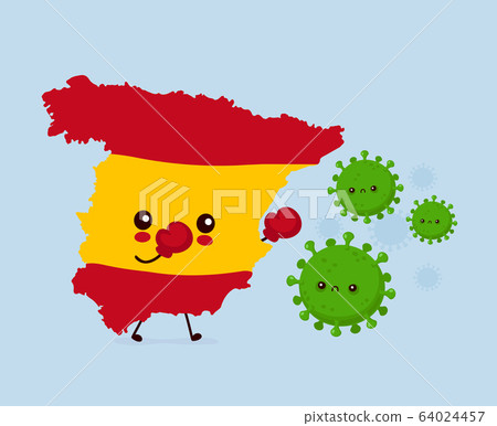 Cute Spain fight with coronavirus infection Cute Spain fight with coronavirus infection 64024457