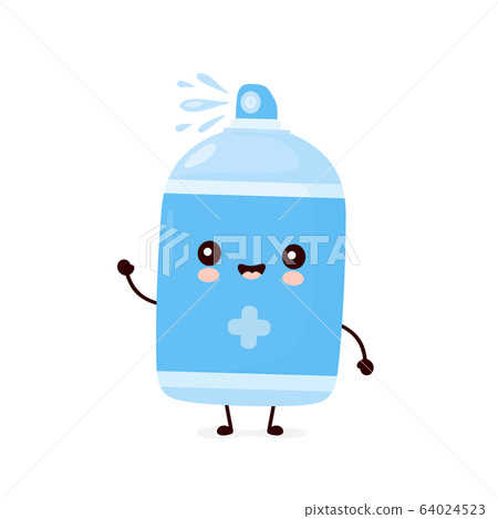 Cute happy smiling antiseptic spray bottle Cute happy smiling antiseptic spray bottle 64024523
