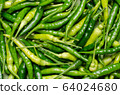 Close up top view of unripe green chilli 64024680