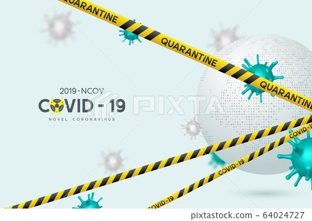 Warning coronavirus quarantine banner. 64024727