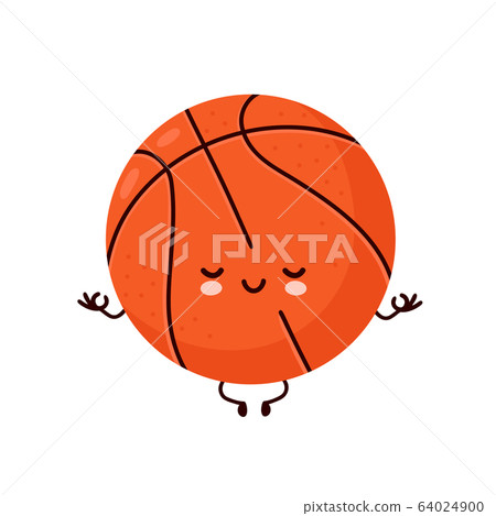 Cute happy smiling basketball ball meditate Cute happy smiling basketball ball meditate 64024900