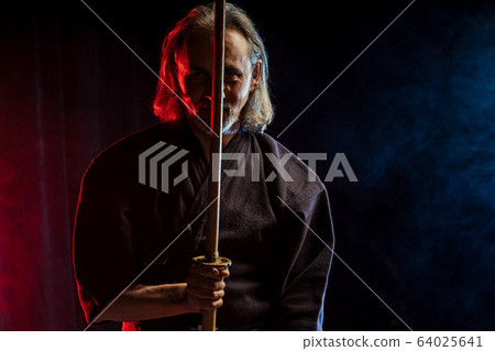 male kendo fighter with bamboo sword shinai male kendo fighter with bamboo sword shinai 64025641