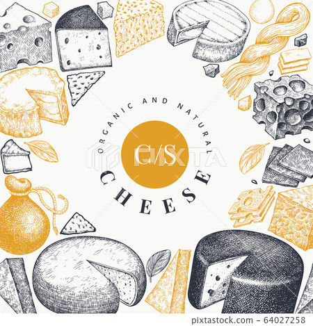 Cheese design template. Hand drawn vector dairy 64027258