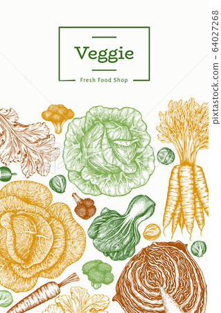 Hand drawn sketch vegetables design. Organic fresh 64027268