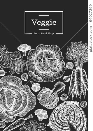 Hand drawn sketch vegetables design. Organic fresh Hand drawn sketch vegetables design. Organic fresh 64027269